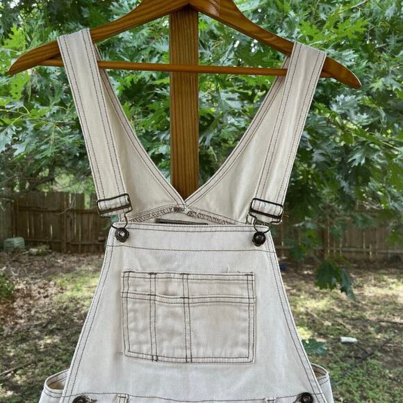 Express Women's Vintage Y2K Era Cream Shortalls Size M - Picture 3 of 7